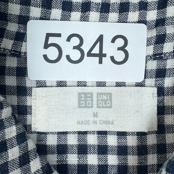 Uniqlo Shirt Womens Medium Blue White 100% Linen Button Down Long Sleeve - Picture 7 of 7